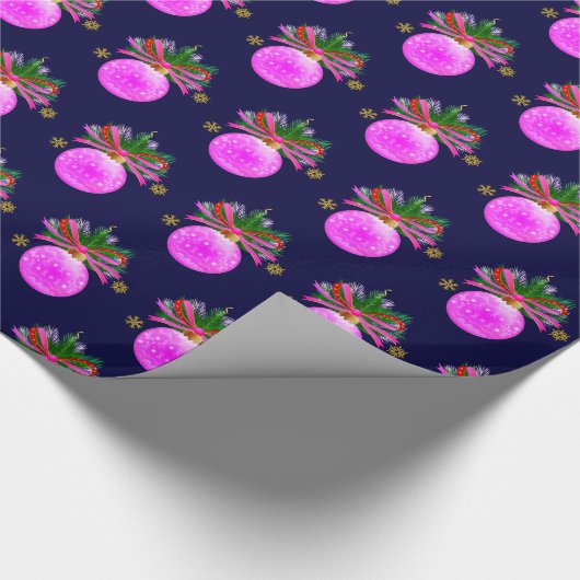 Roze lint Bauble Cadeaupapier (Hoek)