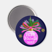 Roze lint Bauble Magneet (Voorkant / Achterkant)