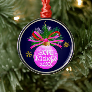 Roze lint Bauble Metalen Ornament