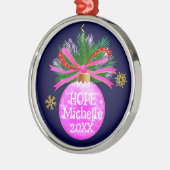 Roze lint Bauble Metalen Ornament (Links)