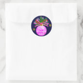 Roze lint Bauble Ronde Sticker (Tas)