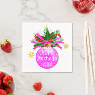 Roze lint Bauble Servet