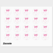Roze Lint Bedankkaart Ronde Sticker (Vel)