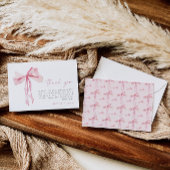 Roze lint bedankkaart Roze coquette meisjeslint