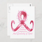 Roze lint bedankt briefkaart (Voorkant / Achterkant)