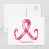 Roze lint bedankt briefkaart (Voorkant / Achterkant)