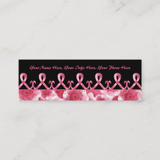 Roze lint bedankt mini visitekaartje (Voorkant)