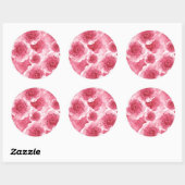 Roze lint bedankt ronde sticker (Vel)