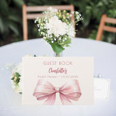 Roze lint beige crème Bruiloft Gastenboek