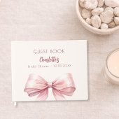 Roze lint beige crèmekleurige Bruiloft Gastenboek