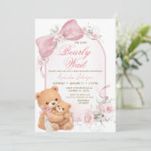 Roze lint Berly Wacht Baby Shower Uitnodiging (Staand voorkant)