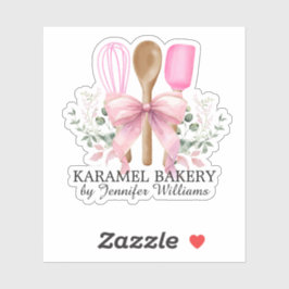 Roze Lint Bestek Koken Bakkerij Snij Vinyl Sticker