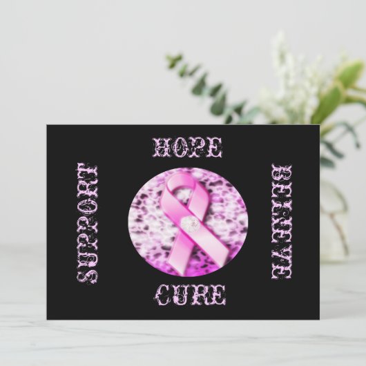 Roze lint-bewustmakingskaart kaart (Staand voorkant)