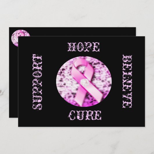 Roze lint-bewustmakingskaart kaart (Voorkant / Achterkant)