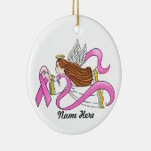 Roze lint Bewustzijnsengel Keramisch Ornament (Rechts)