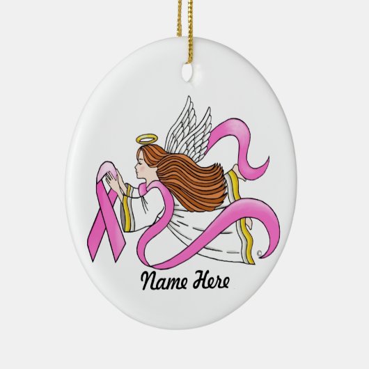 Roze lint Bewustzijnsengel Keramisch Ornament (Rechts)