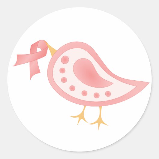 Roze lint Bird Ronde Sticker (Voorkant)