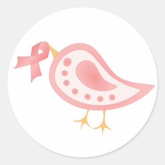 Roze lint Bird Ronde Sticker