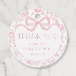 Roze lint bloem chinoiserie babyshower favoritatie bedankjes labels