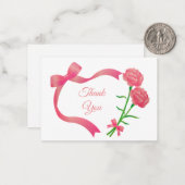 Roze lint bloem dank u kaarten notitiekaartje (Voorkant / Achterkant in situ)