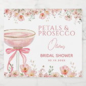 Roze lint bloemblaadjes & Prosecco Blush Bruidsdin Sparkling Wijnetiket (Enkel label)