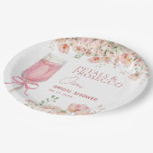 Roze lint bloemblaadjes & Prosecco Blush Bruidsmei Papieren Bordje (Gekanteld)