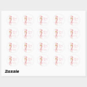 Roze lint bloemblaadjes Prosecco Bruidsdiner Ronde Sticker (Vel)