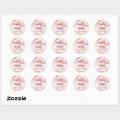 Roze lint bloemen monogram ronde sticker (Vel)
