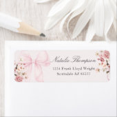 Roze lint bloemen retouradres sticker (Insitu)
