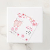 Roze lint bloemenblaadjes en Prosecco Bruidsdiner  Bedankjes Labels (In situ)