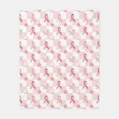 Roze lint & bloemenkaraat fleece deken (Voorkant)