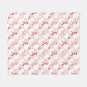 Roze lint & bloemenkaraat fleece deken (Voorkant (Horizontaal))