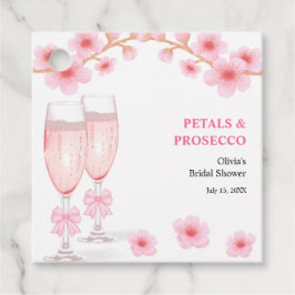 Roze lint bloemenkroon en Prosecco Bruidsmeisjesfe Bedankjes Labels