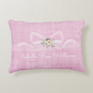 Roze lint bloemenmeisje NAAM Zoete slaapkamerdecor Accent Kussen