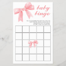 Roze lint bloemige Baby Shower Bingo