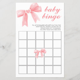 Roze lint bloemige Baby Shower Bingo Flyer