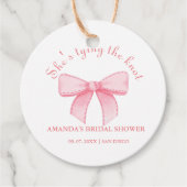 Roze lint Blush Vrijgezellenfeest Bedankjes Labels (Voorkant)