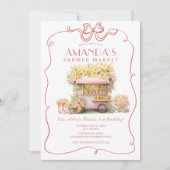 Roze Lint Boerenmarkt Bloem Verjaardag Kaart (Voorkant)