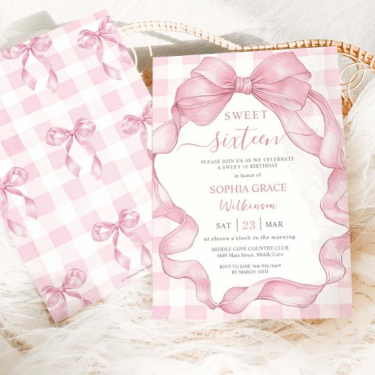  Roze Lint Bogen Sweet Sixteen 16 Verjaardag Kaart