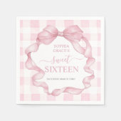 Roze Lint Bogen Sweet Sixteen 16 Verjaardag Servet (Voorkant)