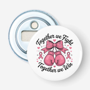 Roze Lint Bokshandschoenen Borstkanker Bewustzijn Button Flesopener