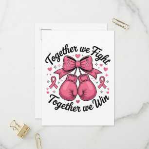Roze Lint Bokshandschoenen Borstkanker Bewustzijn Uitnodiging Briefkaart