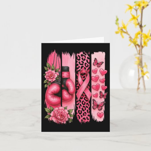 Roze lint Bokshandschoenen Luipaard borstkanker AW Kaart (Gele Bloem)