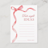 Roze lint boog datum nacht ideeën Vrijgezellenfees Informatiekaartje (Voorkant)