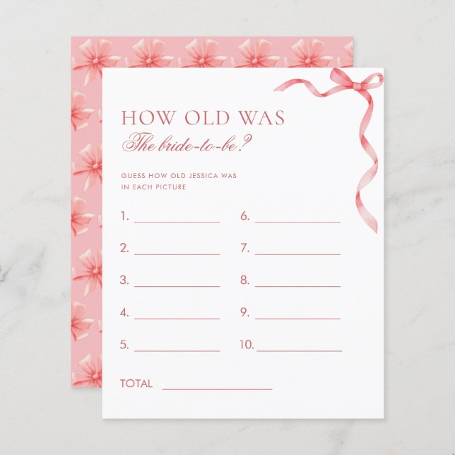 Roze lint boog hoe oud was het bruidspel (Voorkant / Achterkant)