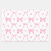 Roze lint & boog inpakpapier Flat Sheet (Voorkant 3)