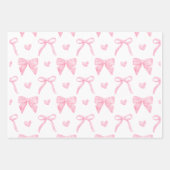 Roze lint & boog inpakpapier Flat Sheet (Voorkant 2)