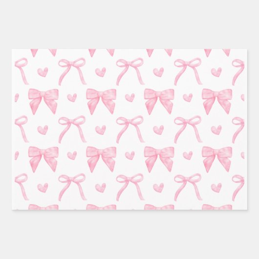 Roze lint & boog inpakpapier Flat Sheet (Voorkant)