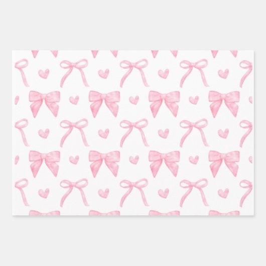 Roze lint & boog inpakpapier Flat Sheet Vel (Voorkant 2)