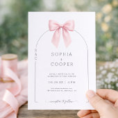 Roze Lint Boog Moderne Serif Trouw Uitnodiging